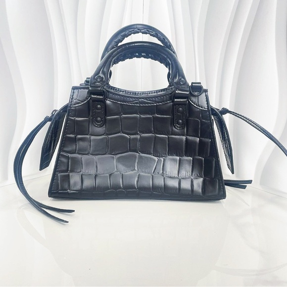 Balenciaga Black Croc - Embossed Leather Neo Classic Nano Bag - Picture 2 of 16